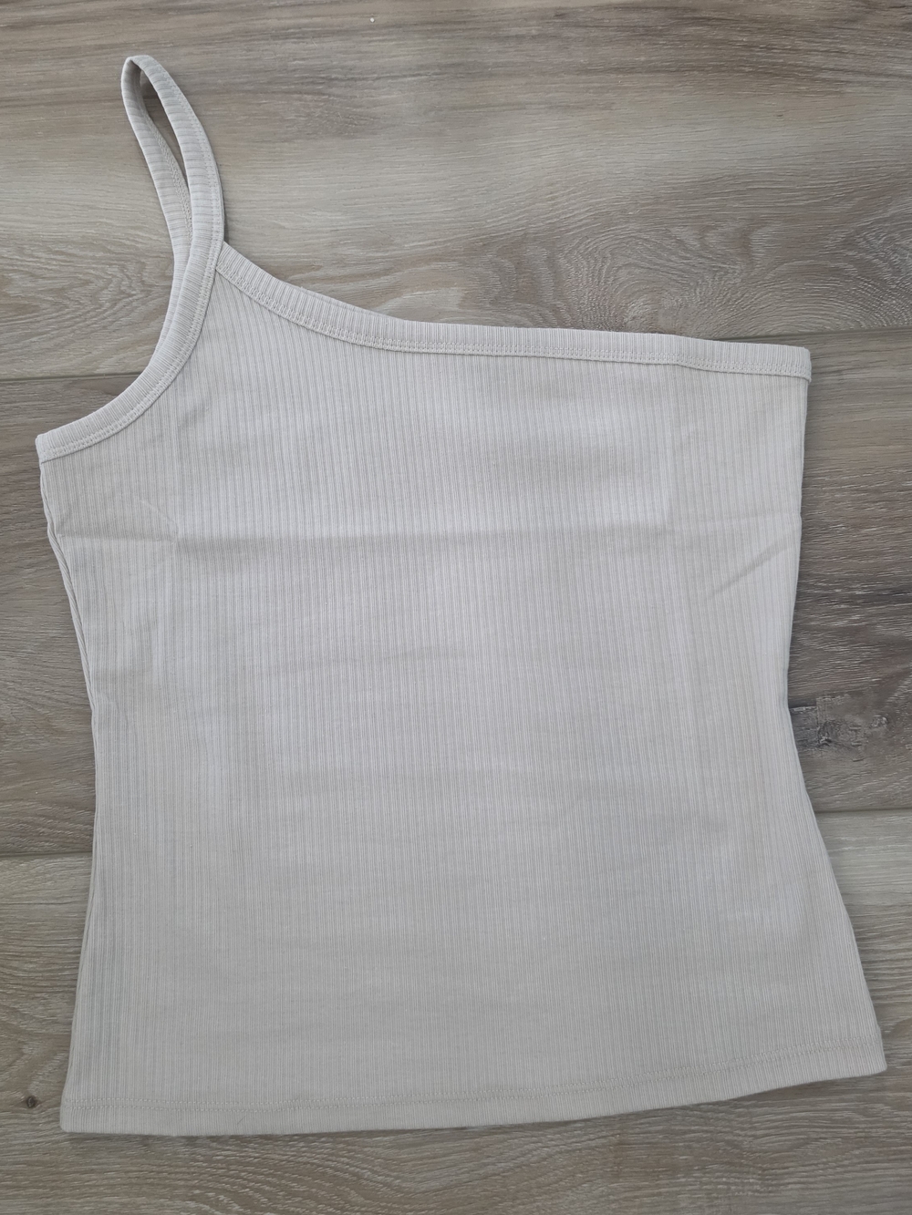 Double Zero One-Shoulder Ribbed Tank in Khaki - Size M